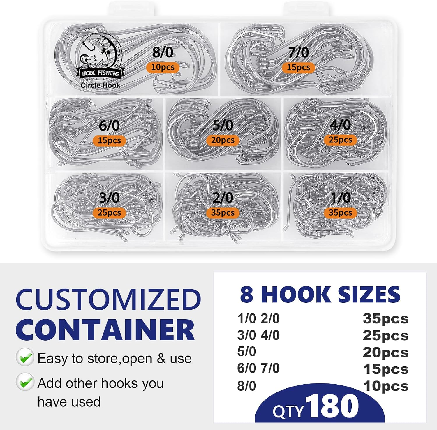 UCEC Circle Hooks Saltwater Fishing Hooks for Catfish Octopus Fish Hook
