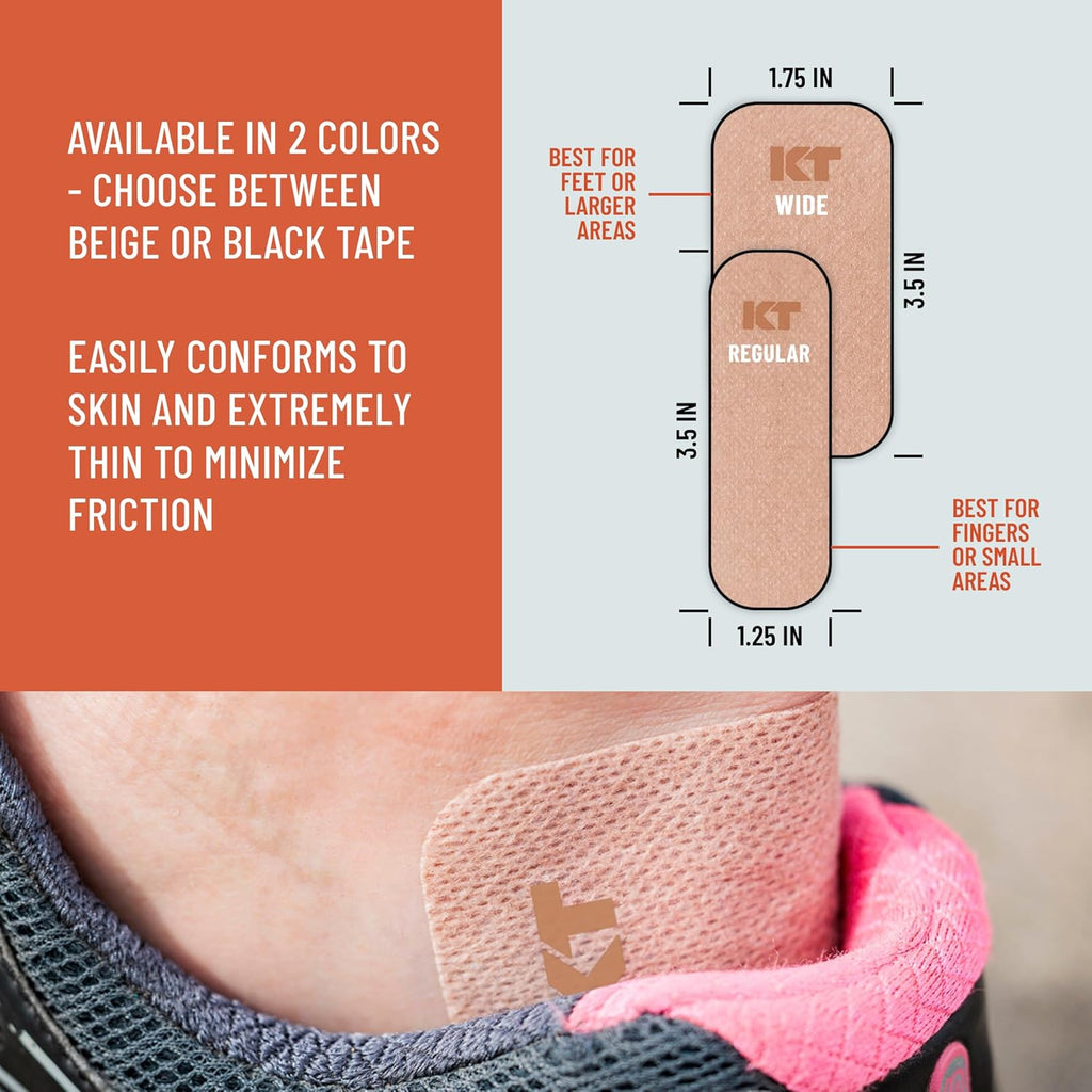 KT Health Blister Prevention Tape – 30 Precut Strips for Blister Protection, Strong Adhesive, Dermatologist Tested, Ideal for Athletes and Active Lifestyles – Black (Pack of 2)