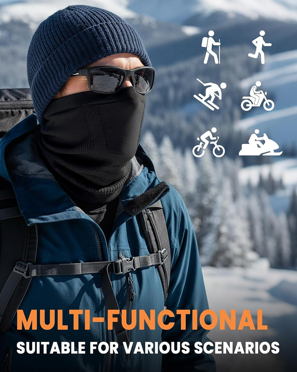 YANIKY Winter Neck Warmer Gaiter Ski Face Mask, Breathable Fleece Balaclava Windproof Cold Weather Scarf