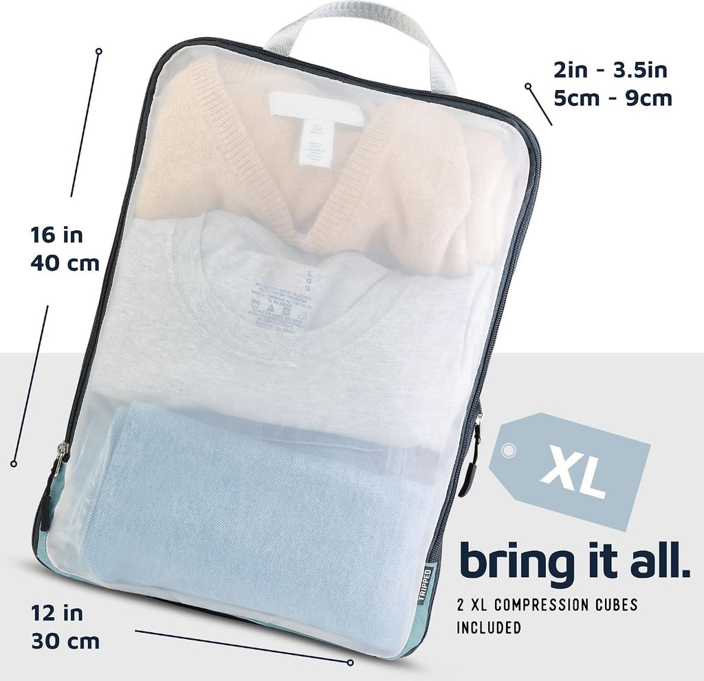 TRIPPED Travel Gear Large Compression Packing Cubes with Mesh 6-Piece Set