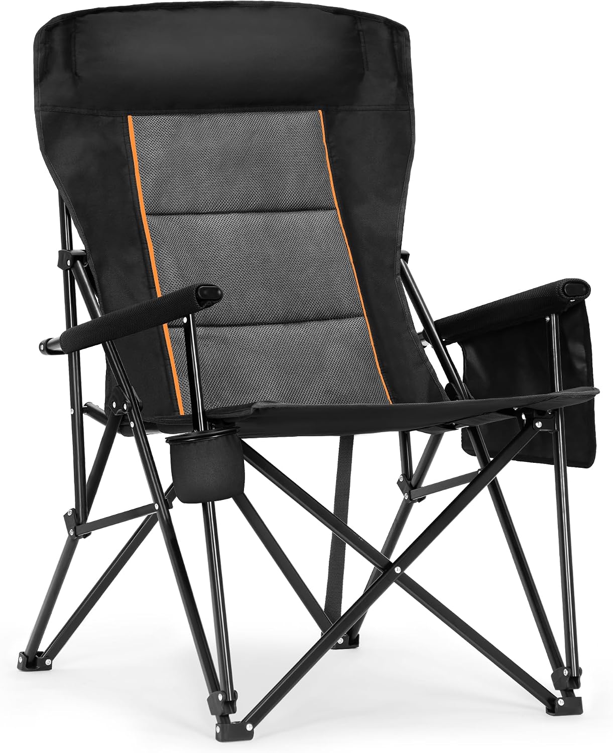 ALPHA CAMP Heavy Duty Camping Chairs with Cup Holder Oversized Folding Chair 500LBS Capacity Outdoor Chair with Headrest,Lawn with Side Pocket for Lawn, Sports and Fishing