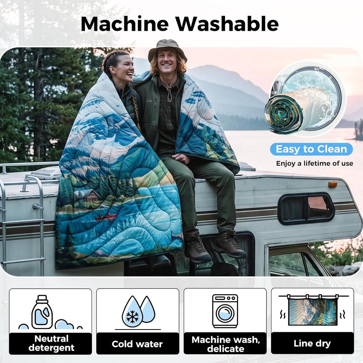 KingCamp Ultralight Camping Blanket, Wearable Packable Blanket,79"x57"
