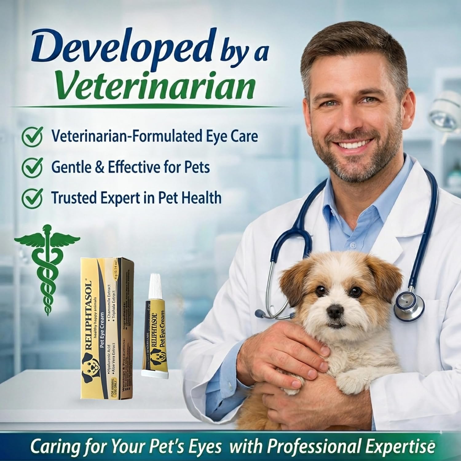 Pet Eye Cream – Vet-Formulated Dog Eye Infection Treatment, Pink Eye Relief, Conjunctivitis Relief, Dry Eyes &amp; Red Eye, Tear Stain Remover for Dogs, Cats, Cattle, Sheep, Horses – 1 Tube