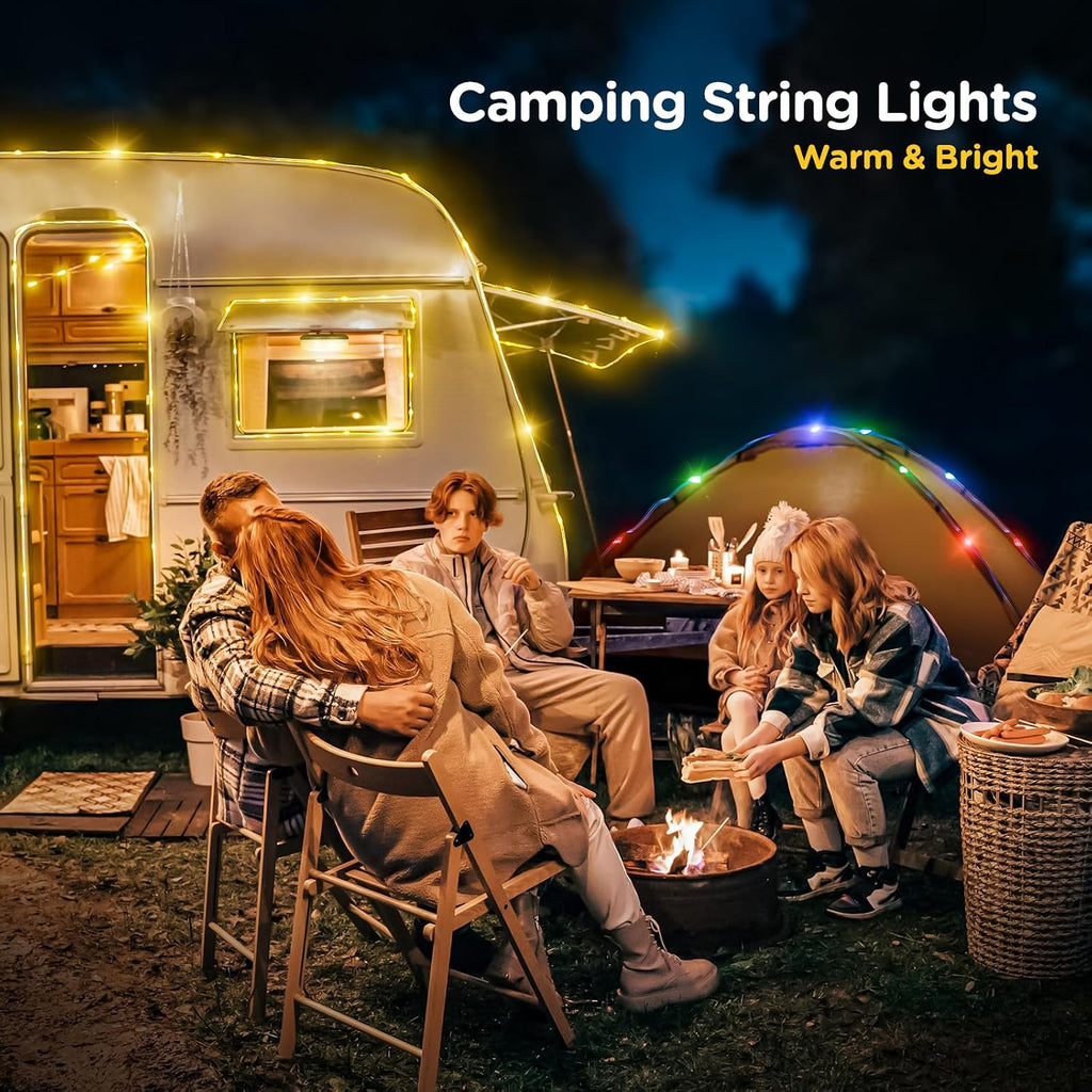 OGERY Camping String Lights with Remote, 4 in 1 Quick Storage 32.8FT 8 Mode