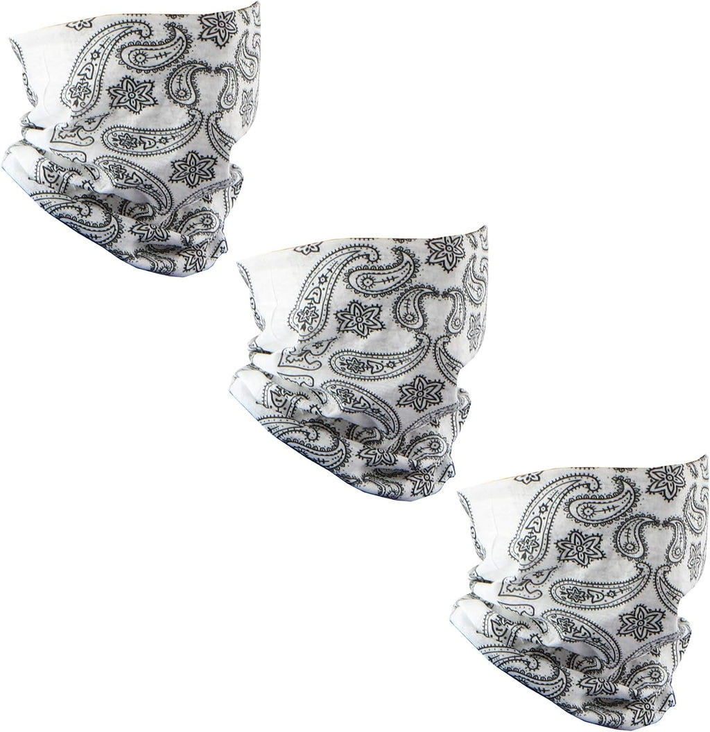 Set of 3 Paisley Bandana Neck Gaiter Tube Headwear Motorcycle Face Scarf