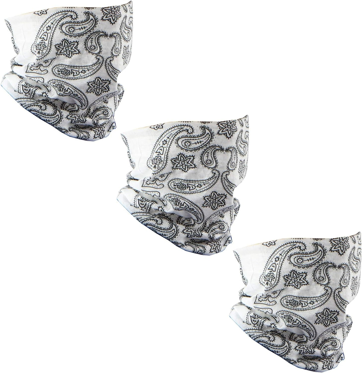 Set of 3 Paisley Bandana Neck Gaiter Tube Headwear Motorcycle Face Scarf