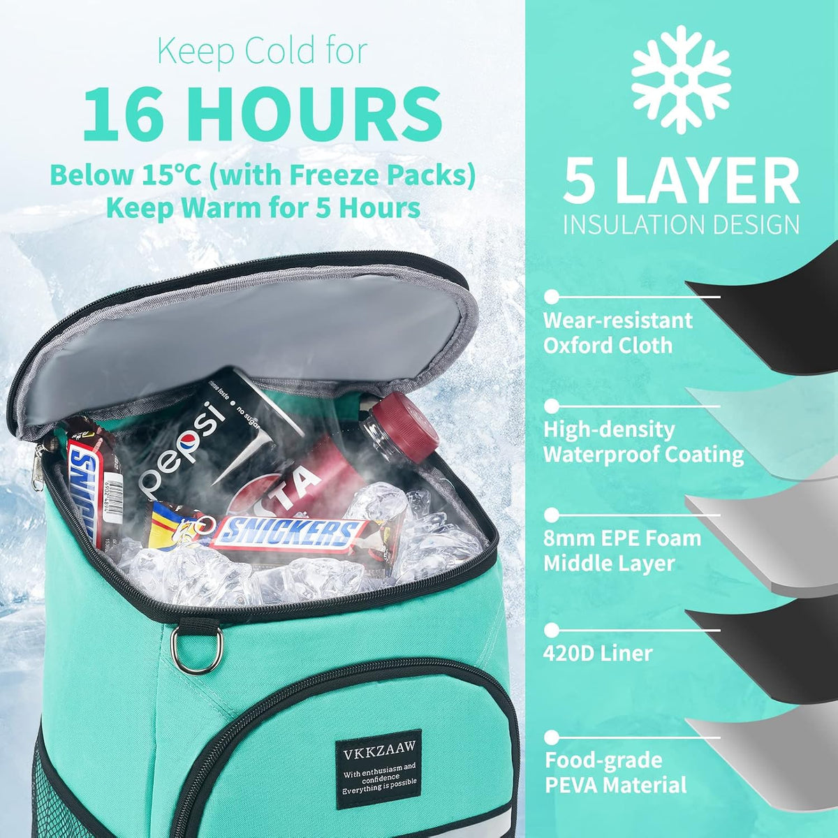Backpack Cooler 42 Cans Insulated Leak Proof, Soft Lightweight Lunch Multifunctional Cooler Backpack Insulated Waterproof for Women Men