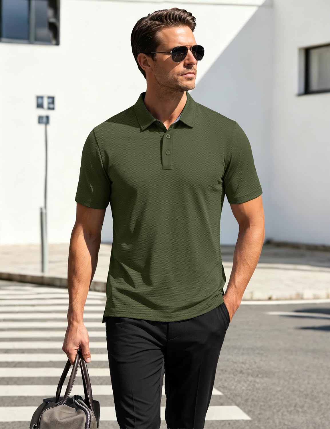 MAGCOMSEN Mens Polo Shirts Short Sleeve Moisture Wicking Performance Collared Shirt Athletic Casual Golf Polos