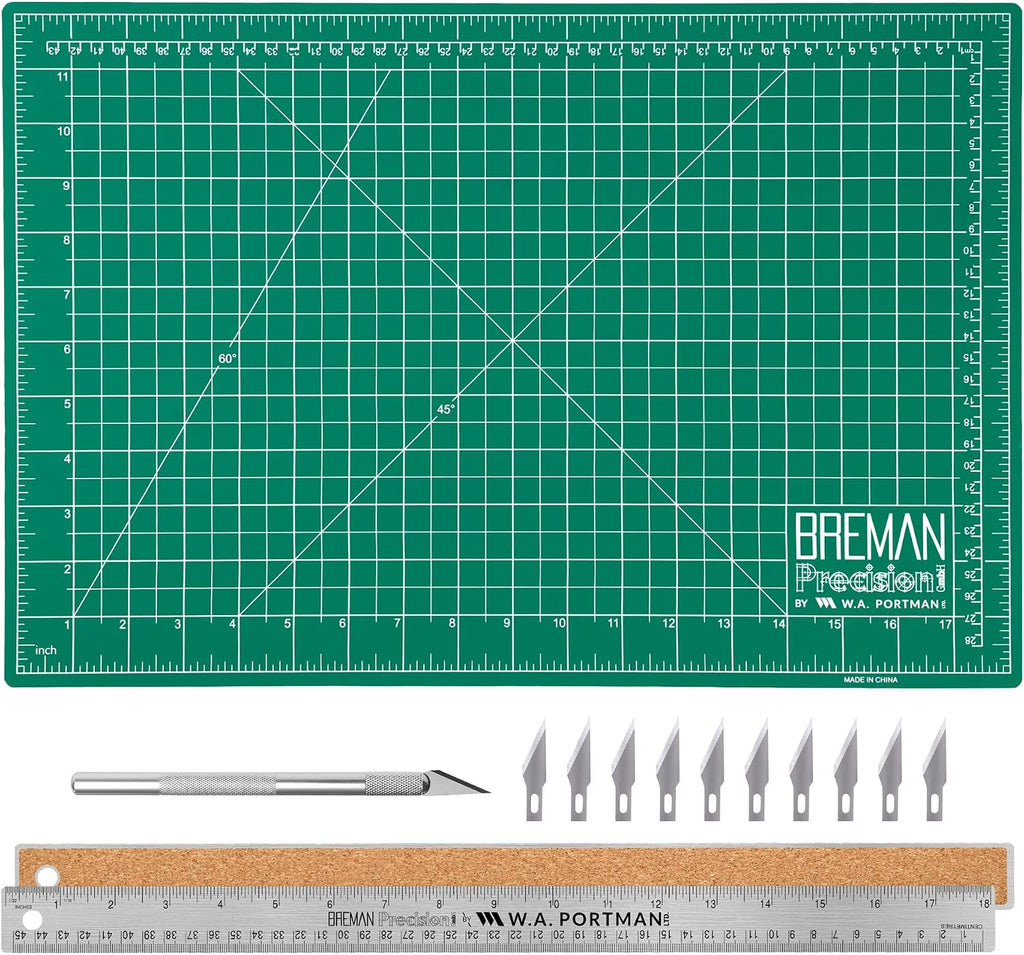 WA Portman Self-Healing Cutting Mat, Crafting Knife, 36'' Metal Ruler Set