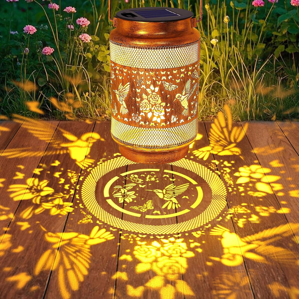 Hummingbird Solar Lanterns Outdoor Waterproof with Shepherd Hook, Gifts for Birthday Women Mom Grandma, Metal Solar Hanging Lights Garden Decor for Outside Yard Patio Pathway Porch
