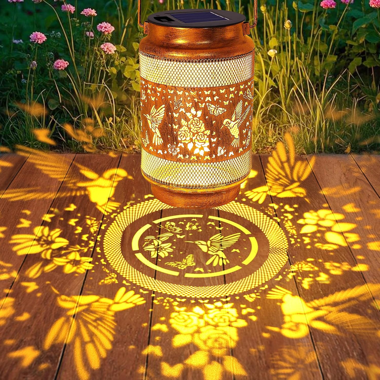 Hummingbird Solar Lanterns Outdoor Waterproof with Shepherd Hook, Gifts for Birthday Women Mom Grandma, Metal Solar Hanging Lights Garden Decor for Outside Yard Patio Pathway Porch