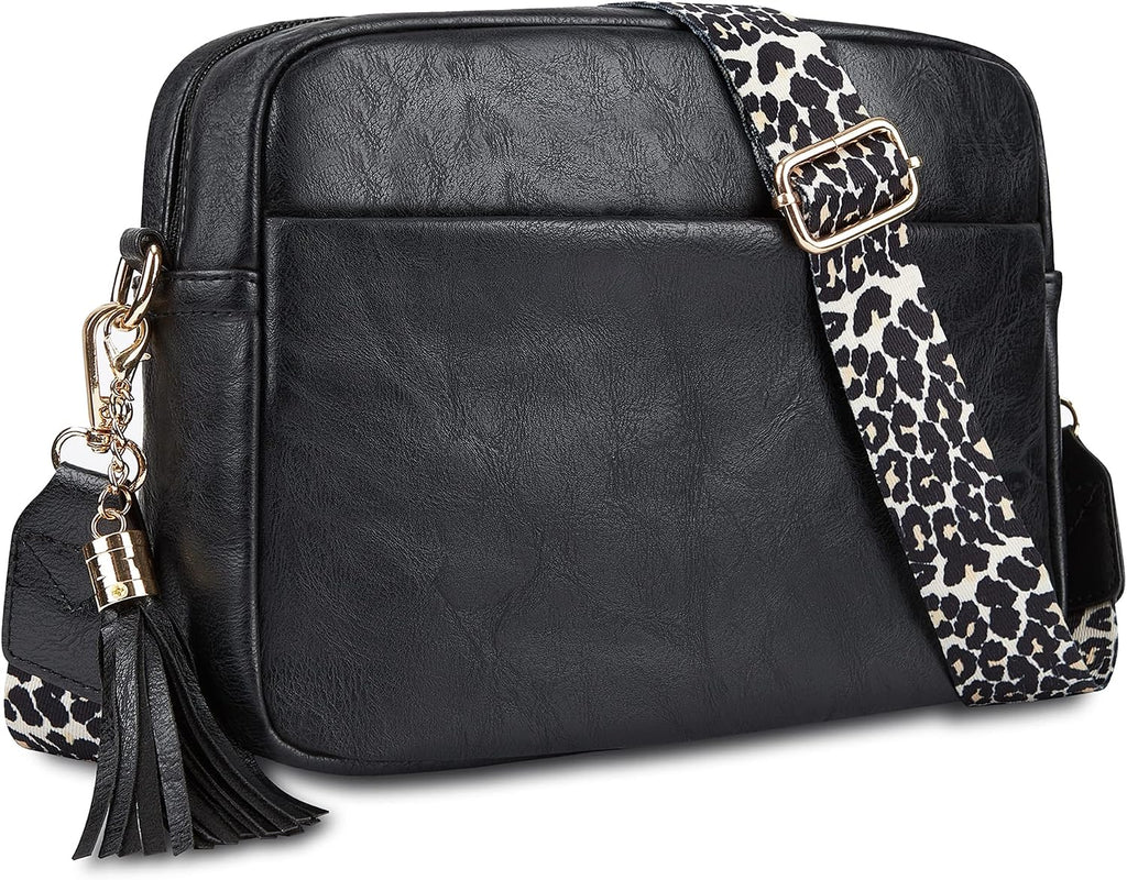Women's Leather Crossbody Bag Zipper Shoulder Camera Purse