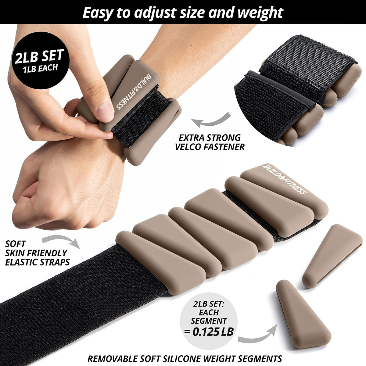 Wrist & Ankle Weights, Adjustable Bands for Women & Men Workouts, Set of 2 – 2lb or 4lb (1lb or 2lb each strap) Ideal for Runs, Jogs, Walks, Yoga, Dance, Pilates, Cardio, Aerobics, Strength Training