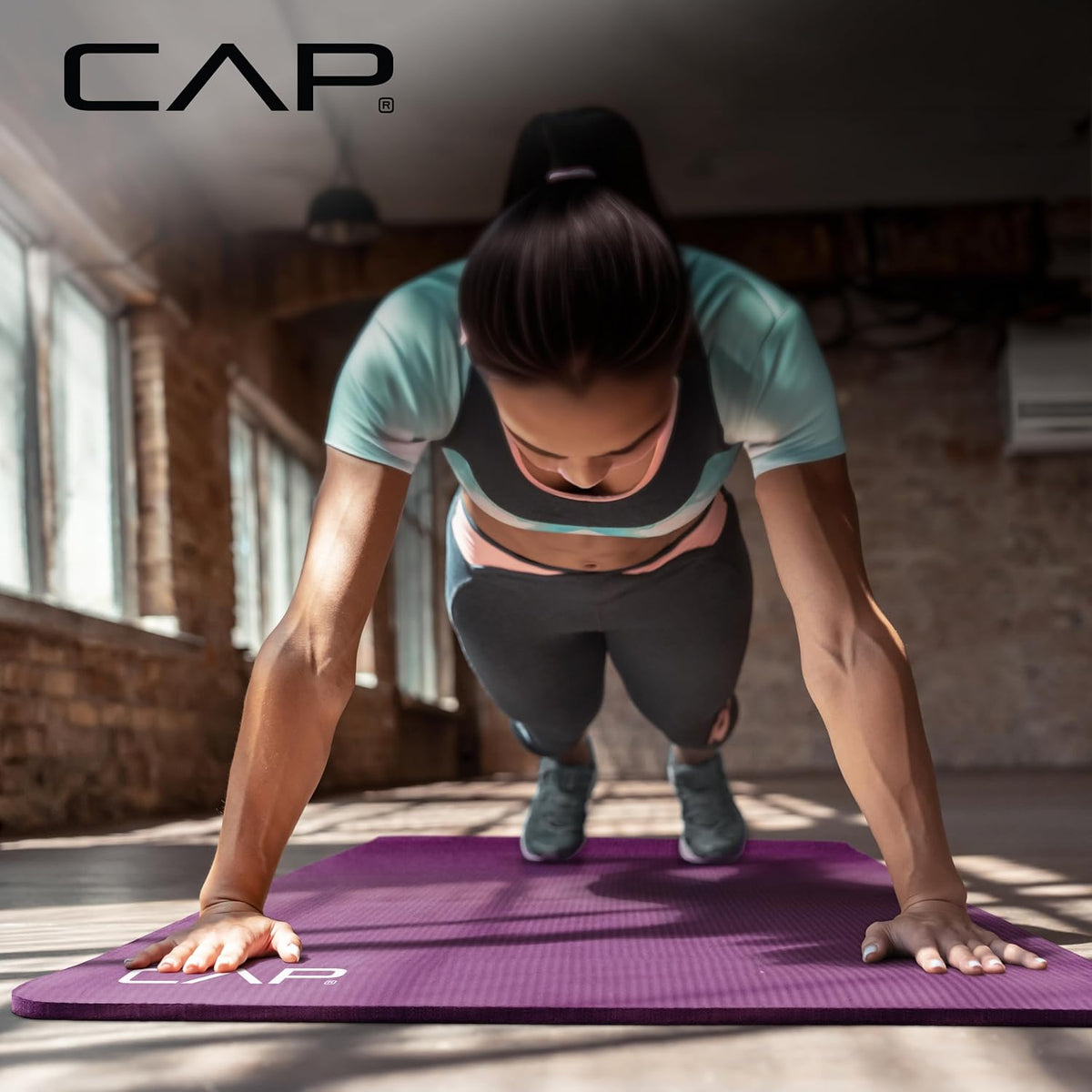 CAP Barbell 1/2-Inch High Density Exercise Yoga Mat with Strap | Multiple Options