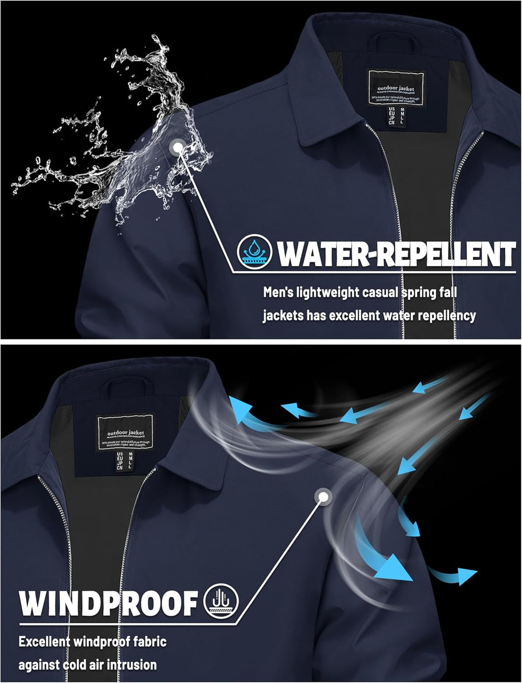 TACVASEN Men's Lightweight Jacket Fall Water-repellent Windbreaker Jackets