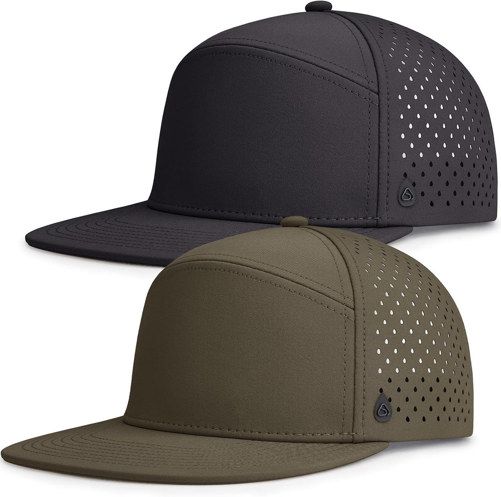 AOPREL Flat Brim Baseball Cap for Men Adjustable Water-Resistant Performance Hat with Breathable Laser Perforated