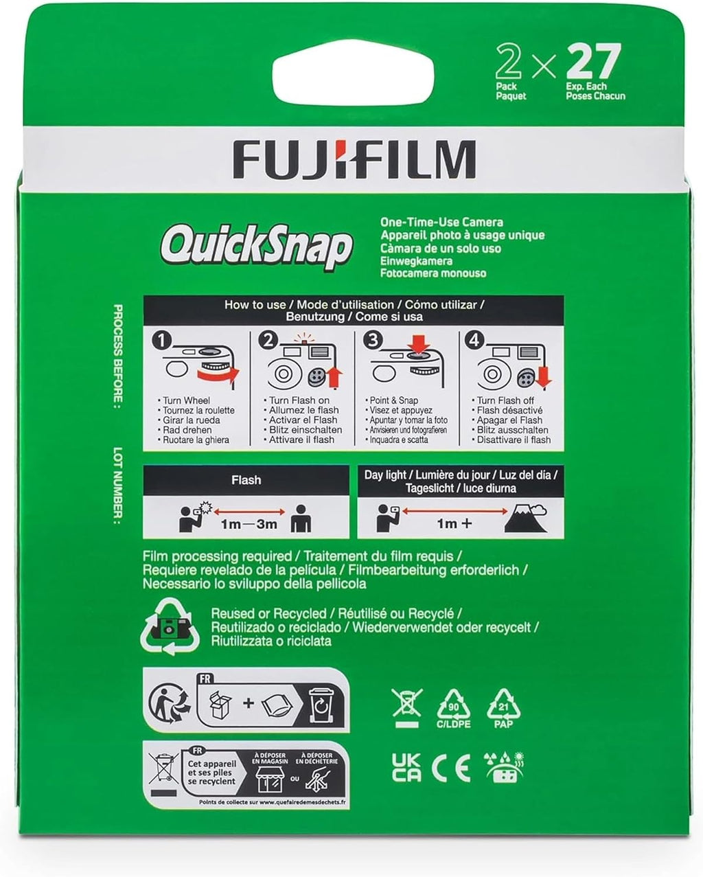FUJIFILM QuickSnap Flash 400 Disposable Camera 8-Pack 27 Exposures Bundle