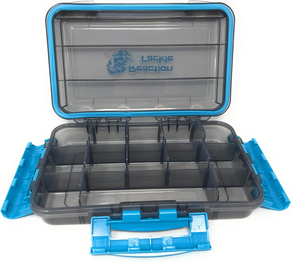 Reaction Tackle Premium Tackle Trays, Water Resistant Fishing Tackle Box Organizers with Triple Clip Closure, Removable Dividers and Clear View Design - 3600 (2-Pack)