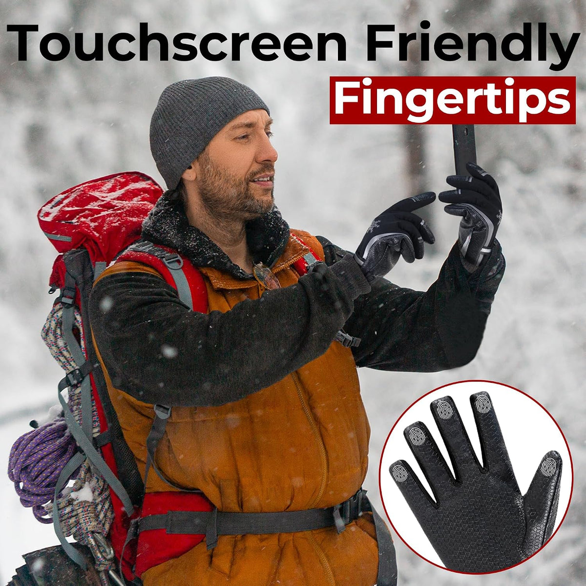 HANDLANDY Winter Work Gloves for Men Women, 3M Thinsulate Insulated Thermal Waterproof Skiing Hiking Cold Weather Gloves