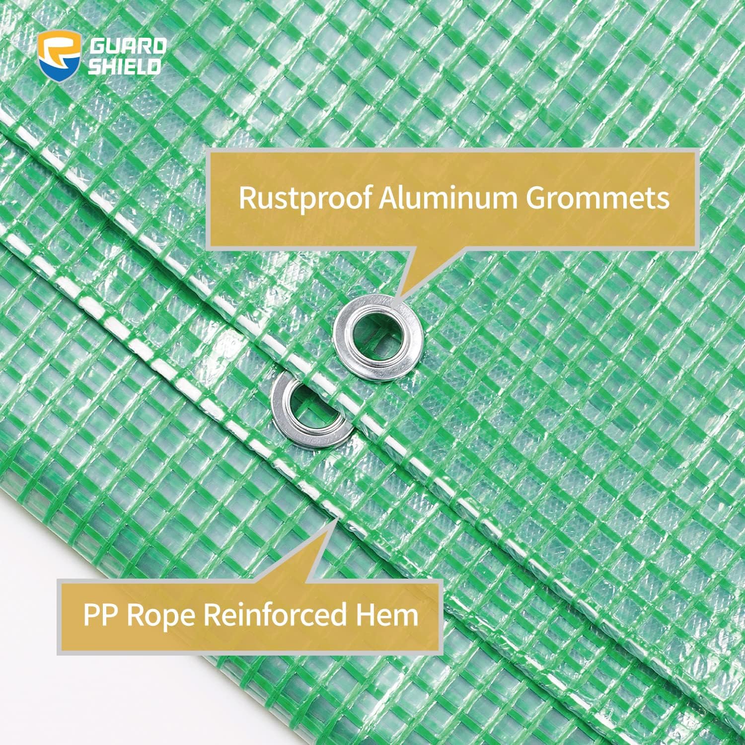 GUARD SHIELD Clear Green Tarp Heavy Duty 10x20 Feet Waterproof for Greenhouse Outdoor Garden Poly Cover UV Resistant 3x3 Weave 10mil (2-Pack)