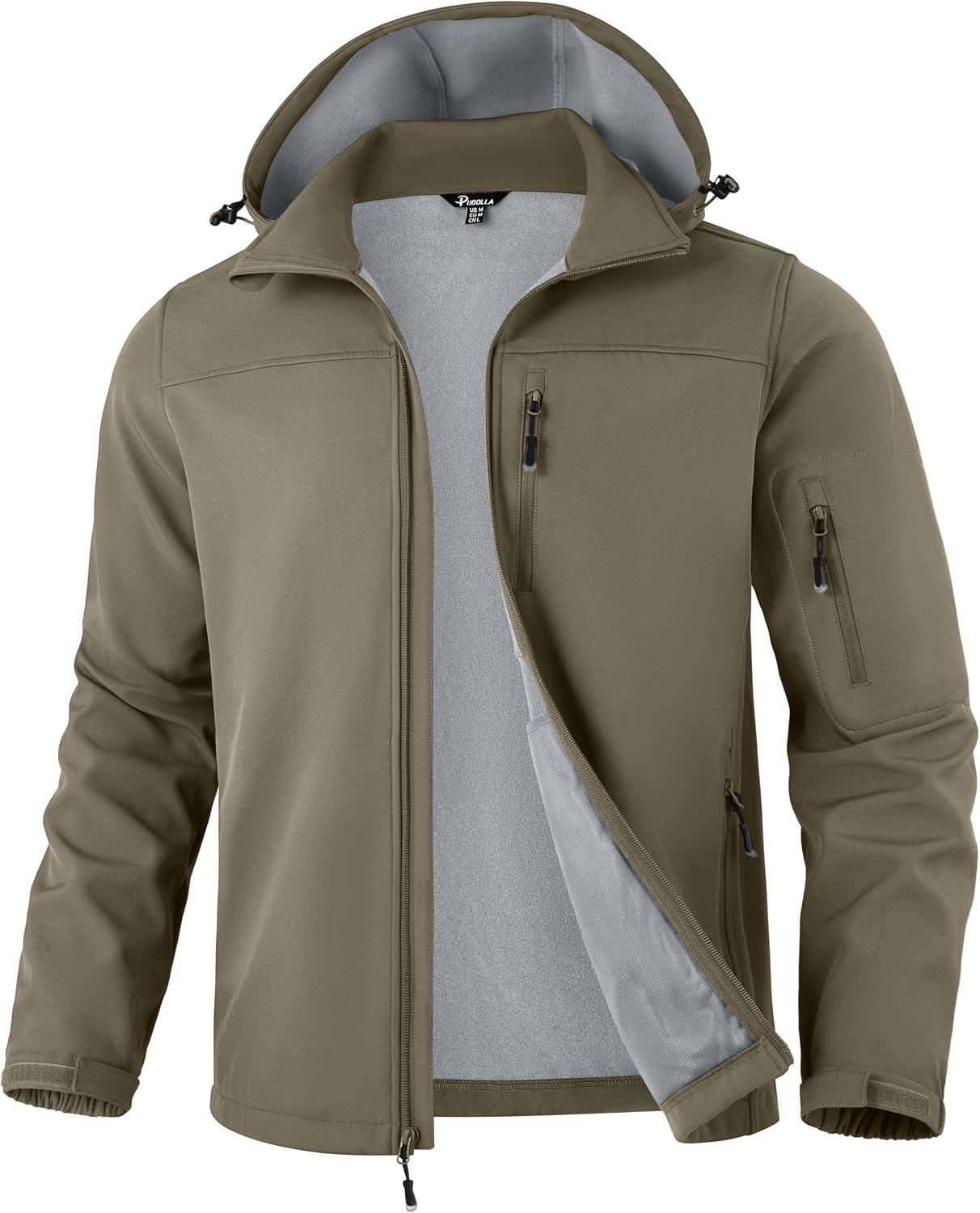 Pudolla Men's Softshell Jacket Hooded Fleece Lined Coats for Outdoor Work
