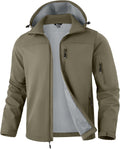 Pudolla Men's Softshell Jacket Hooded Fleece Lined Coats for Outdoor Work