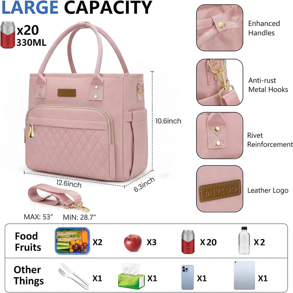MIYCOO Insulated Lunch Bag Women, Large Tote Lunch Box for Work, 18L