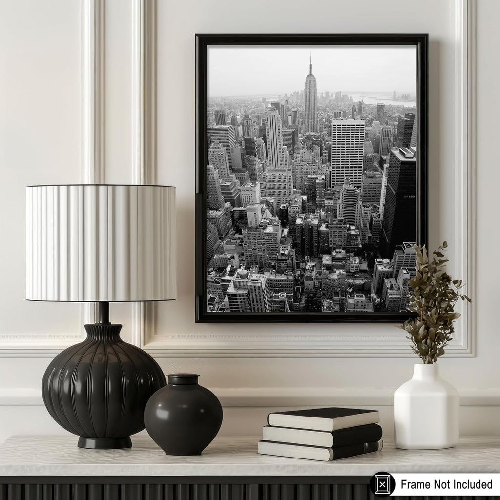Monem Art Manhattan Print - New York City Poster - Black & White Photography Art - New York Skyline Art - NYC Wall Design - Living Room or Bedroom Wall Decor - 8x10 UNFRAMED Wall Art