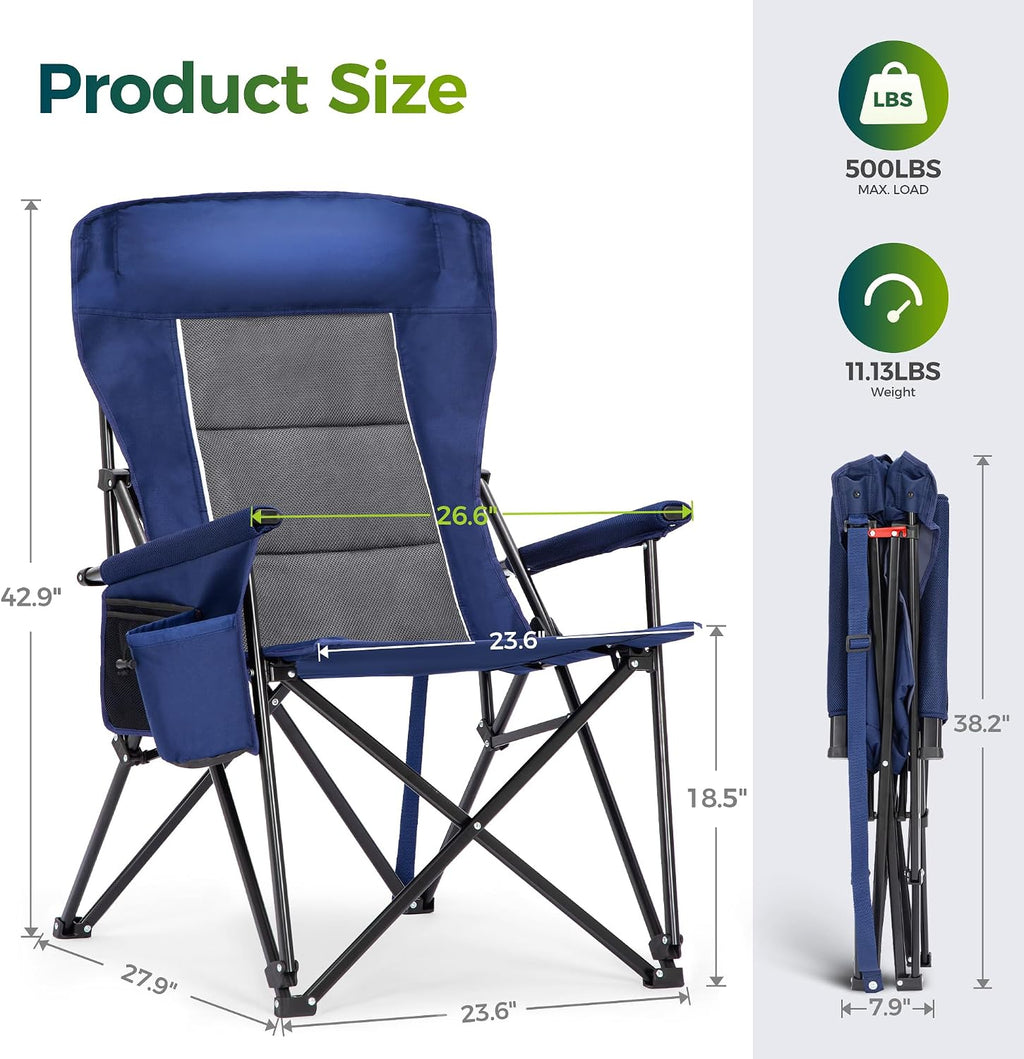 ALPHA CAMP Oversized Camping Chair for Adult Lawn Chair for Outdoor Camping
