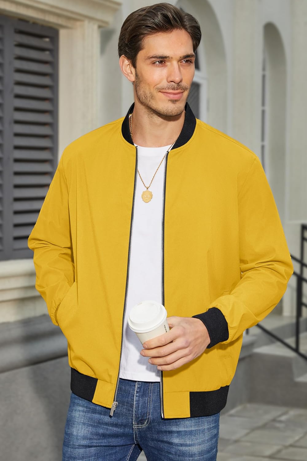 MAGCOMSEN Men's Bomber Jacket Lightweight Full Zip Windbreaker Jackets