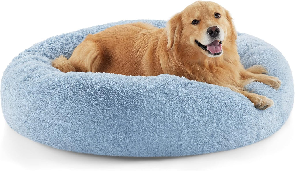 Bedsure Calming Dog Beds Large Sized Dog Donut Washable Pet Bed,36ins Camel