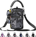 AceTreker 32/40/64/87/128 oz Water Bottle Carrier Bag, Neoprene Water Bottle Sleeve with 4 Pocket, Sport Water Holder with Paracord Handle and Shoulder Strap for Walking Hiking Camping Gym