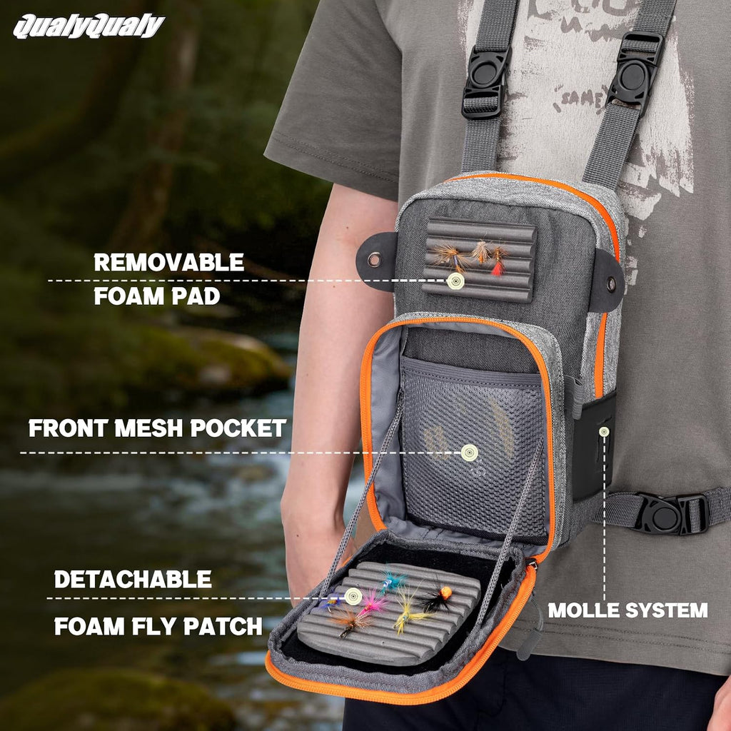 QulayQualy Fly Fishing Bag Chest Pack with WorkStation