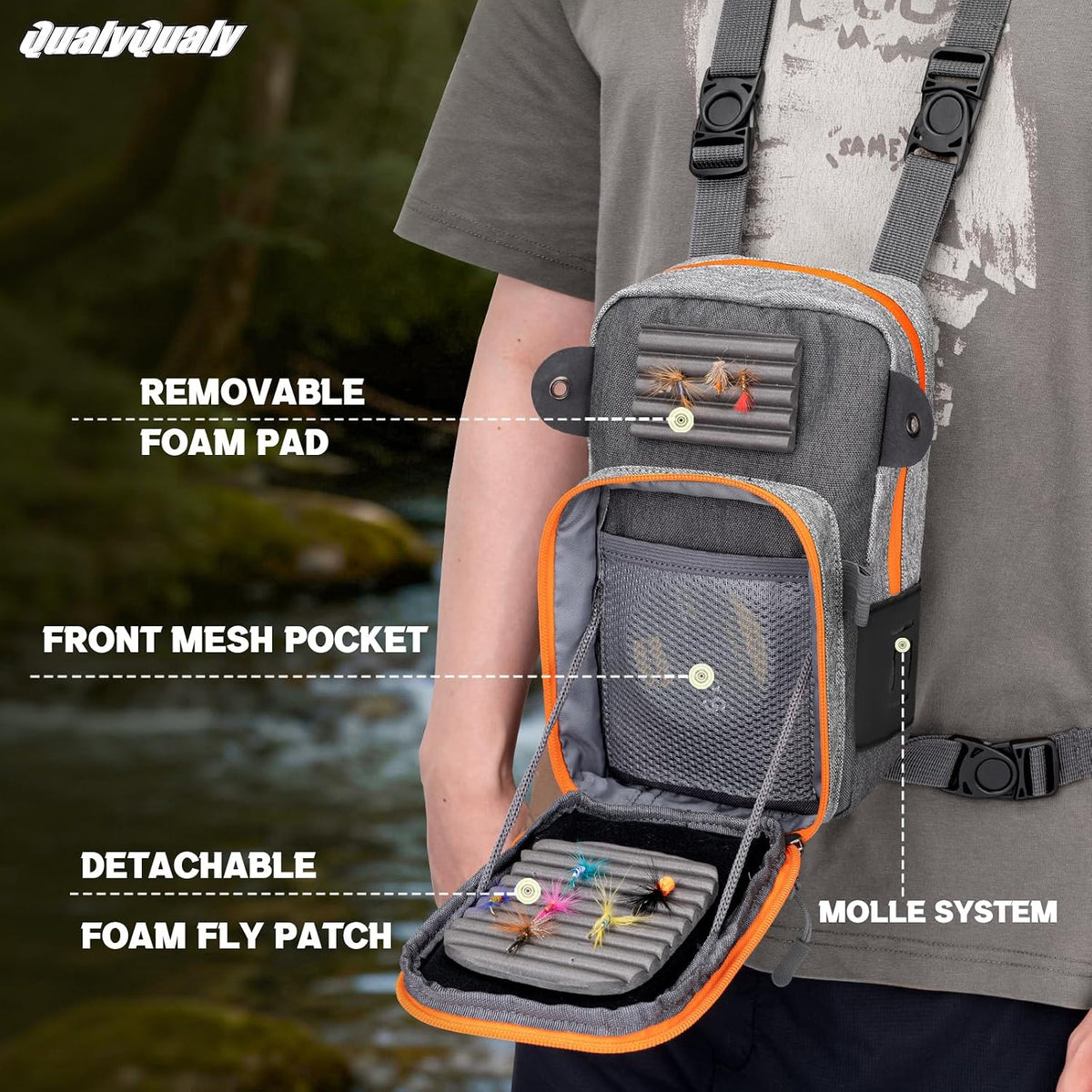 QulayQualy Fly Fishing Bag Chest Pack with WorkStation