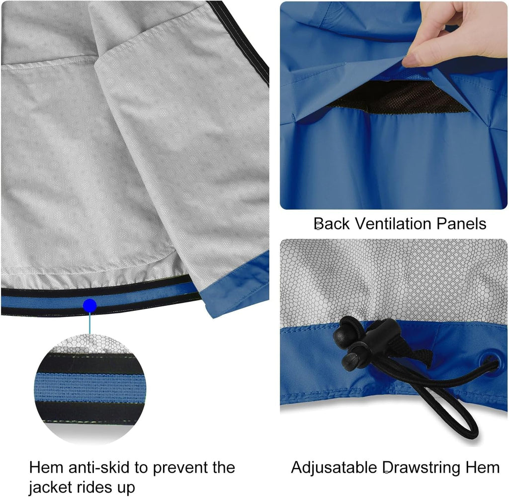 baleaf Men's Rain Jacket Waterproof Hood Lightweight Reflective Packable