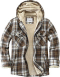 Men's Zip Up Flannel Shirt Jacket Fleece Lined with Hood