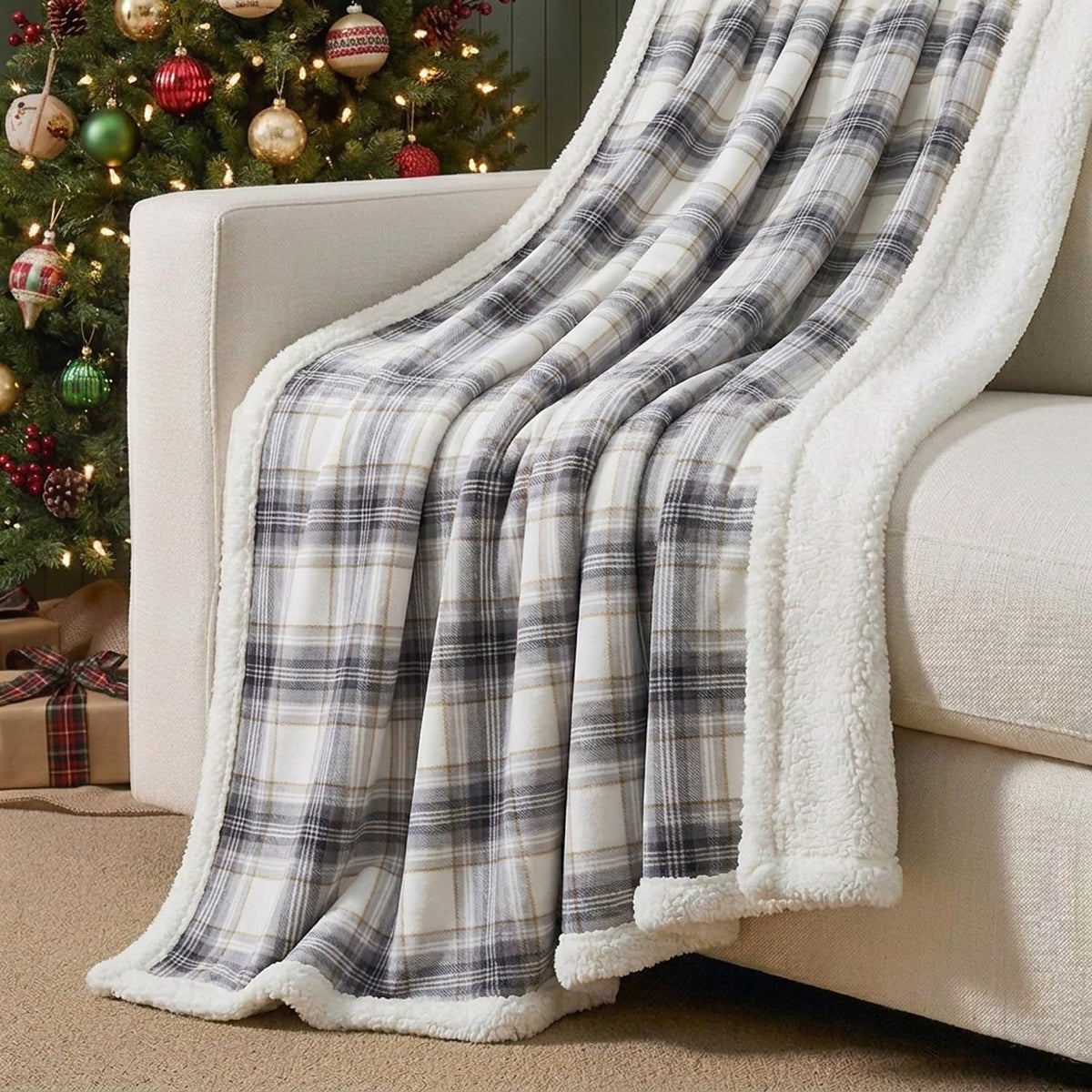 Eddie Bauer - Sherpa Reverse Throw Blanket for Bed or Couch, 50 x 70
