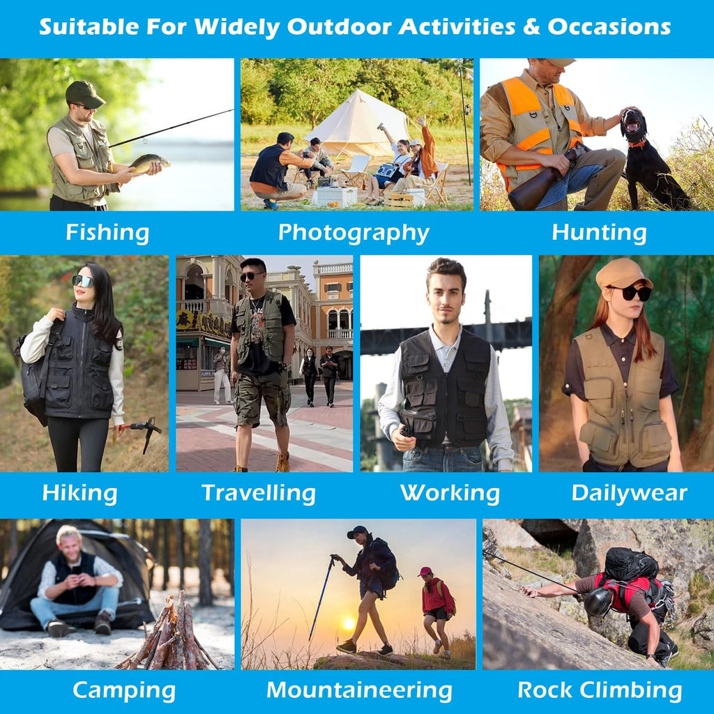 Men's Outdoor Vest Summer Fishing Vest Utility Lightweight Travel Safari Photography Casual Gilet with Multi Pockets