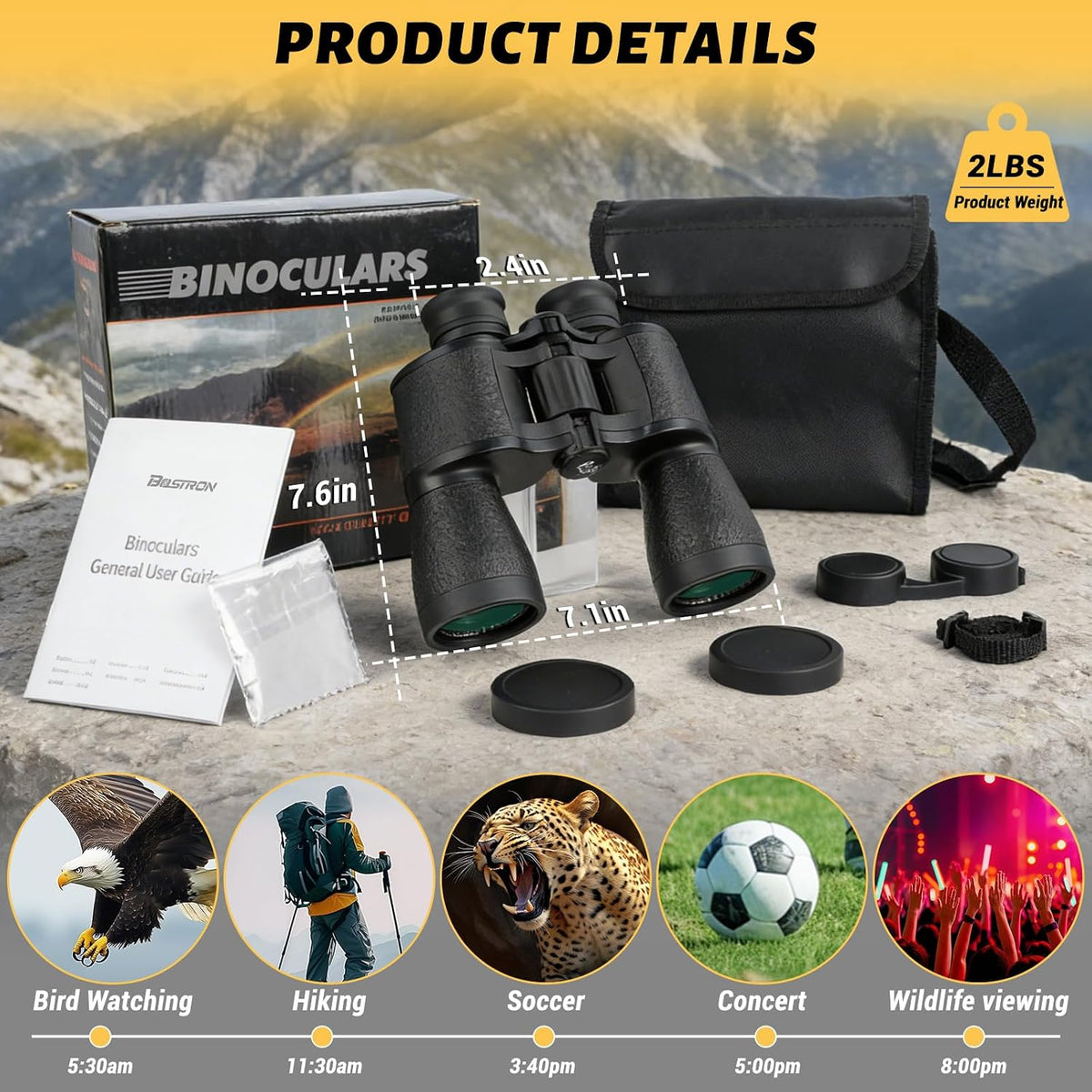 Binoculars for Adults，10x50 High Powered Binoculars for Bird Watching