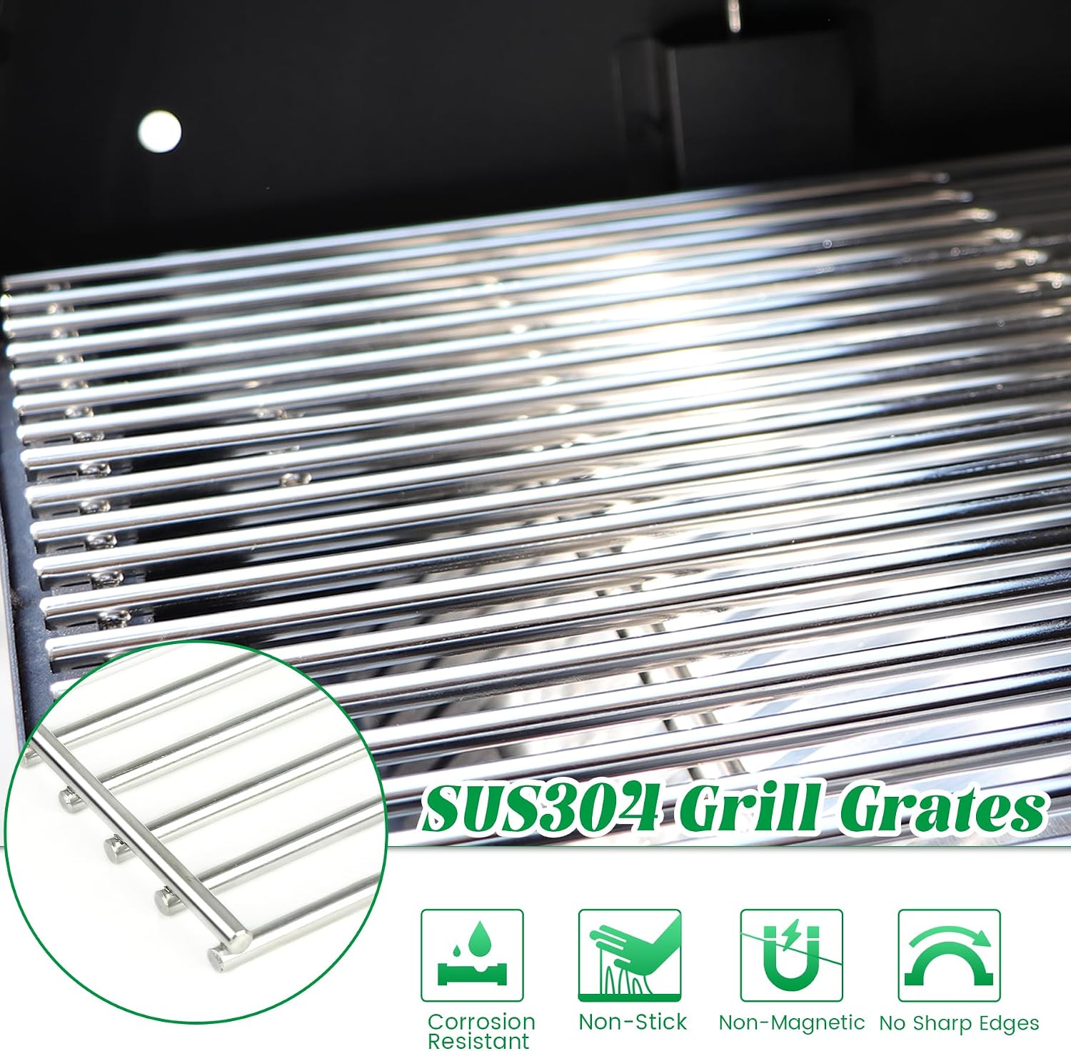 Grill Grates for Pit Boss Lexington 500 540 Series Stainless Steel Cooking Grid Grate Grilling Rack Wood Pellet Smoker Pitboss PB540 PB500LX-005 Replacement Parts 31172 BBQ Accessory