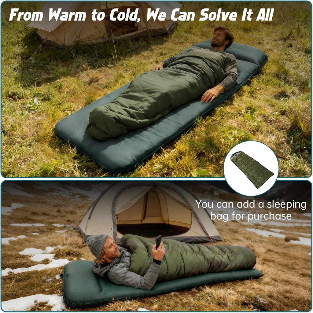Self Inflating Sleeping Pad with Waterproof Tarp, 3.2" Extra Thick Built-in Electric Pump Air Mattress for Car Camping, R-Value 9.5 All-Season Winter Gear, Roll-up Compact Mat