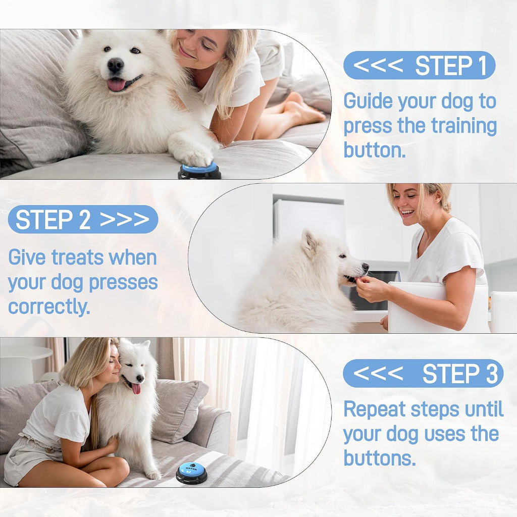 Dog Buttons for Communication 8 Pcs, 30s Recordable Dog Talking Buttons Starter Set with Anti-Slip Mat & 24 Scene Stickers, Pet Training Voice Buzzer