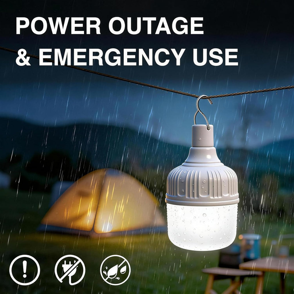 Camping Lantern LETOUR Dimmable 8800mAh LED Light Bulb 5 Lighting Modes Rechargeable Hanging Tent Light 5000 Lumen Portable Emergency Lantern Power Failure Emergency Survival Kits Snowstorm