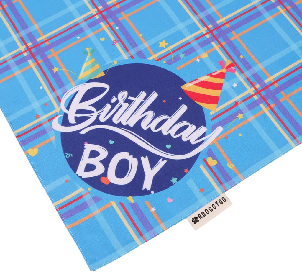 ADOGGYGO Dog Birthday Hat, Blue Birthday Boy Dog Bandana Set, X-Large