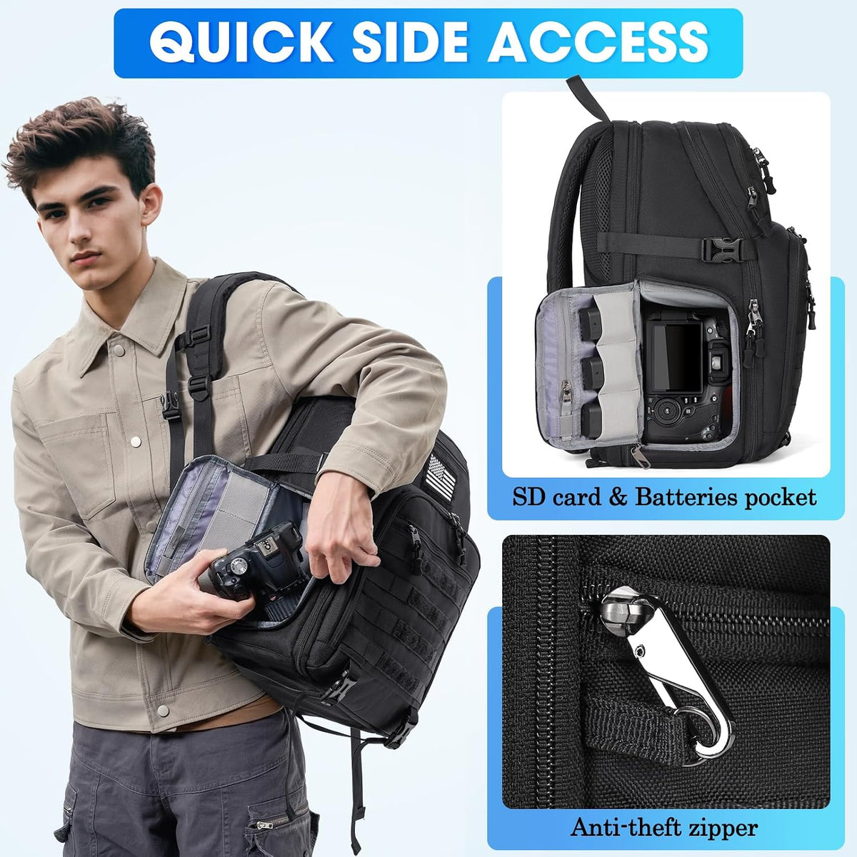 SDYSM Waterproof Camera Backpack 15.6 Inch,Camera Bags for Photographers