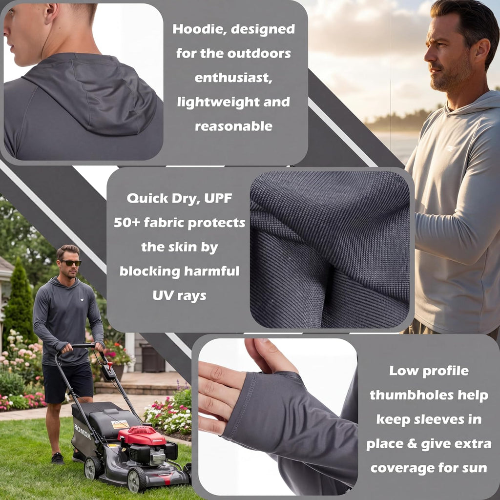 3 Pack Men's UPF 50+ Sun Protection Shirts Fishing Hoodie Long Sleeve