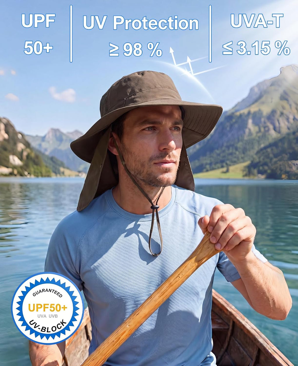 Home Prefer UPF 50+ Wide Brim Sun Hats with Neck Flap Sun Protection Hat for Men Women Gardening Fishing Summer Bucket Hat