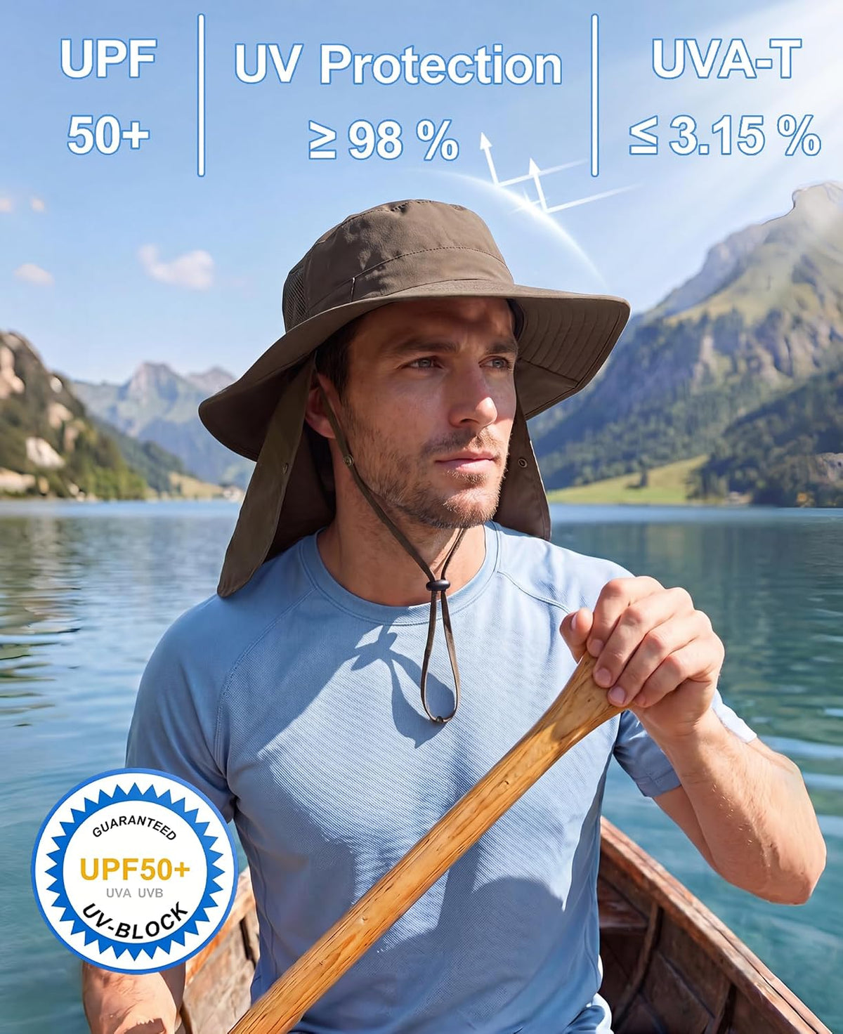 Home Prefer UPF 50+ Wide Brim Sun Hats with Neck Flap Sun Protection Hat for Men Women Gardening Fishing Summer Bucket Hat