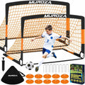 MUROZA Agility Ladder & Soccer Goal Training Set, 20ft Speed Ladder with Cones, Hurdles, Jump Rope & Parachute, Plus 2 Pack Pop Up Kids Soccer Goals with Ball & Cones for Backyard Sports Practice