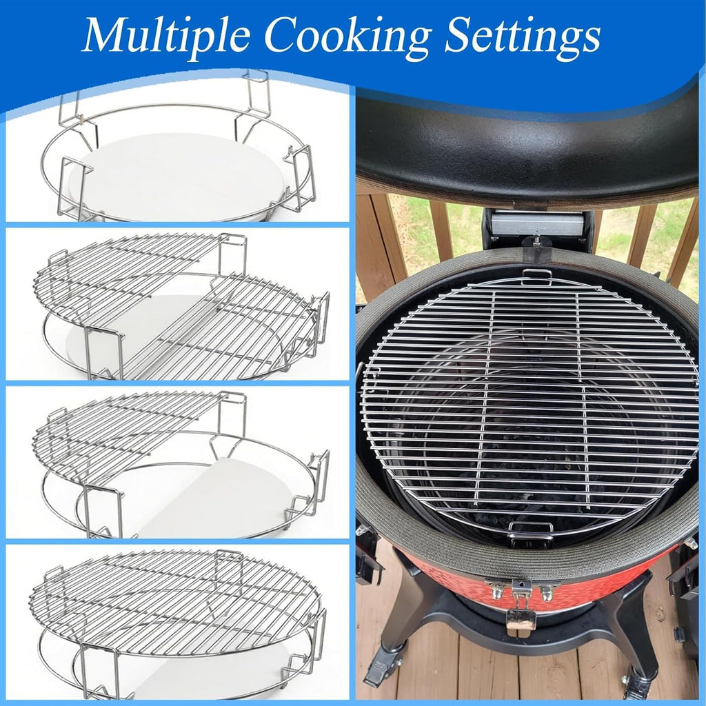 S2C (1-Pack) Cooking Grate System Grilling Accessory for 18" Kamado Joe Classic, Large Big Green Egg, Coyote The Asado Cooker, Pit Boss and Other kamado Grill